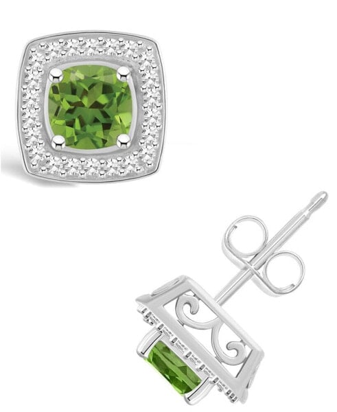 Серьги Macy's Peridot and Diamond Halo Studs