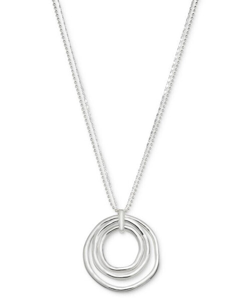 Silver-Tone Circle Pendant Necklace, 36"+ 3" extender, Created for Macy's