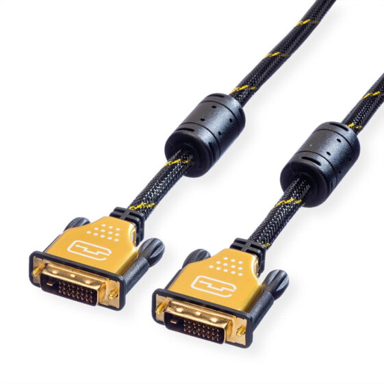 ROLINE GOLD Monitor Cable - DVI (24+1) - Dual Link - M/M 5 m - 5 m - DVI-D - DVI-D - Male - Male - Black - Gold