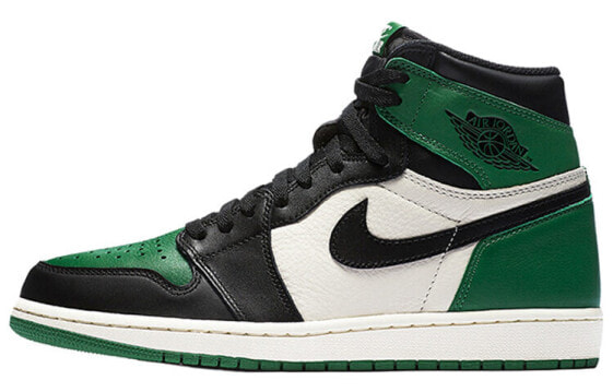 Кроссовки Nike Air Jordan 1 Retro High Pine Green (Белый, Зеленый)