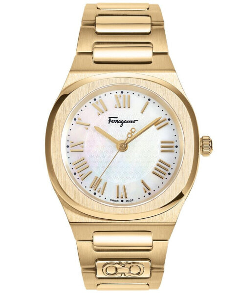 Salvatore Women's Swiss Elliptical Gold Ion Plated Bracelet Watch 36mm