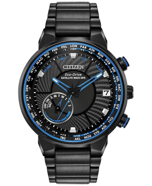 Eco-Drive Men's Satellite Wave GPS Black-Tone Stainless Steel Bracelet Watch 44mm