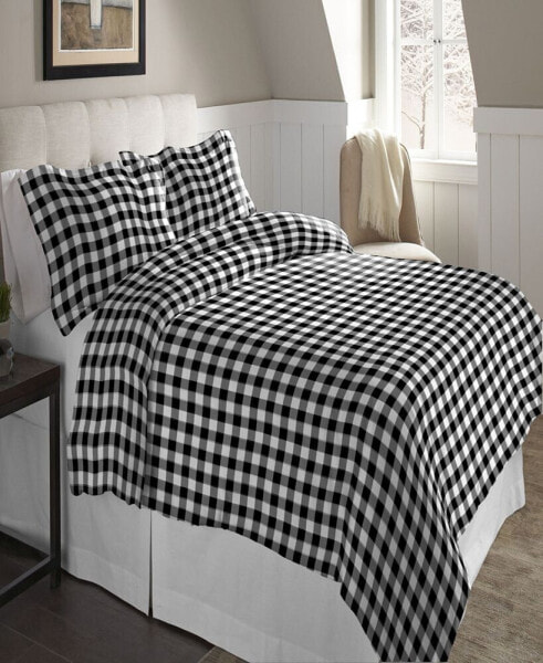 Buffalo Check Superior Weight Cotton Flannel Duvet Cover Set, Full/Queen