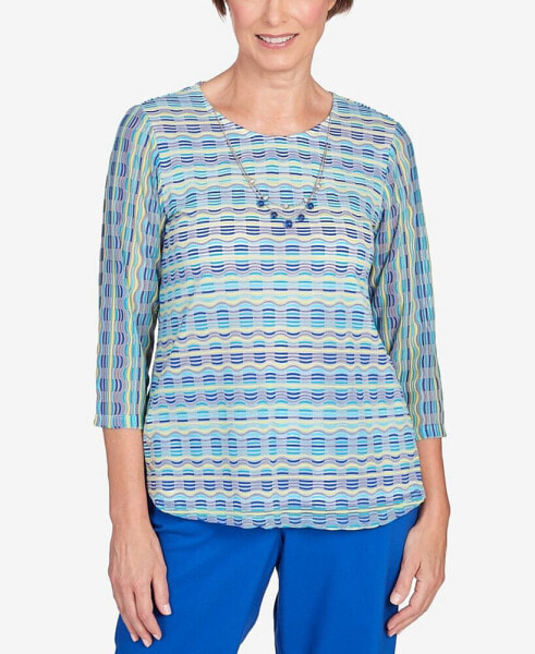 Women's Tradewinds Texture Biadere Shirttail with Necklace Hem Top