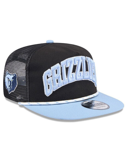 Men's Black/Light Blue Memphis Grizzlies Throwback Team Arch Golfer Snapback Hat
