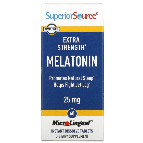 Витамины Superior Source Дополнительная сила мелатонина, 25 мг, 60 микролингвальных таблеток для мгновенного растворения