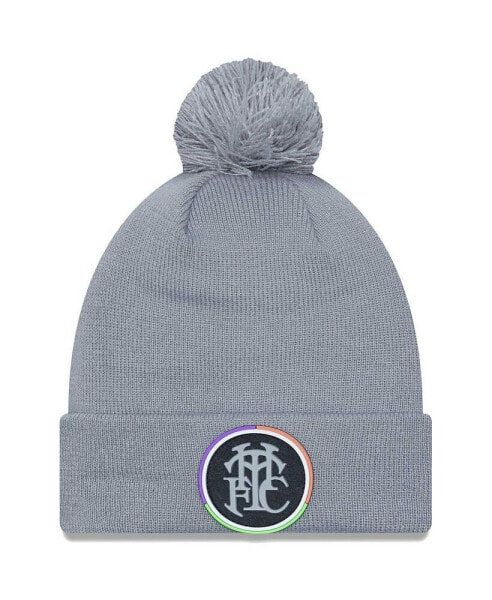 Men's Gray Tottenham Hotspur Flock Cuffed Knit Hat with Pom