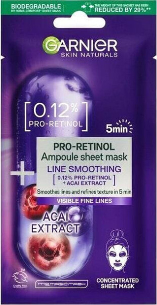 Garnier GARNIER_Pro-Retinol Ampoule Sheet Mask ampułka wygładzająca w masce na tkaninie z pro-retinolem 19g