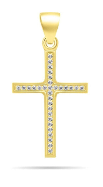 Timeless gold-plated pendant with zircons Cross PT78Y