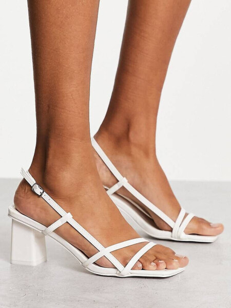 Public Desire Veda strappy block heel sandals in white patent