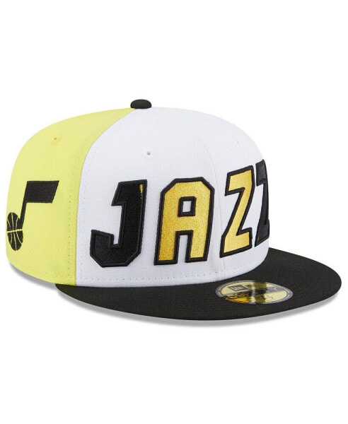 Men's White, Black Utah Jazz Back Half 59FIFTY Fitted Hat