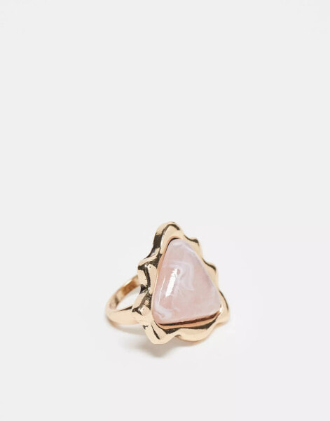 Reclaimed Vintage ring with faux rose quartz in gold