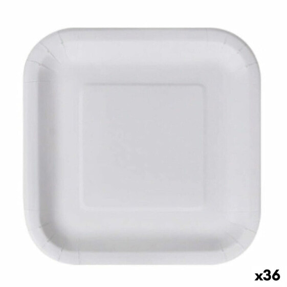 Plate set Algon Disposable White Cardboard Squared 26 cm (36 Units)