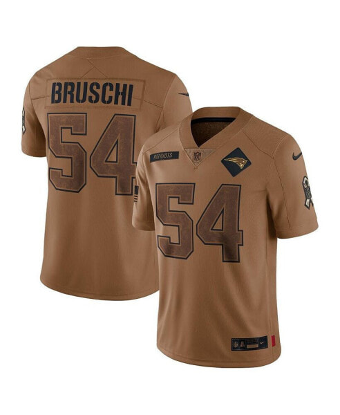 Men's Tedy Bruschi Brown Distressed New England Patriots 2023 Salute To Service Retired Player Limited Jersey