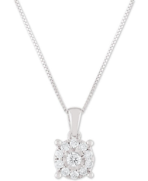 Macy's diamond Halo 18" Pendant Necklace (1/3 ct. t.w.) in 14k White, Yellow or Rose Gold