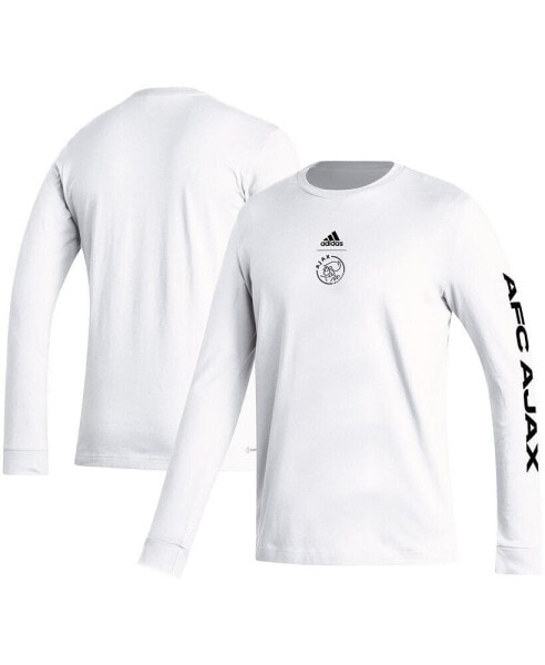 Men's White Ajax Team Crest Long Sleeve T-shirt