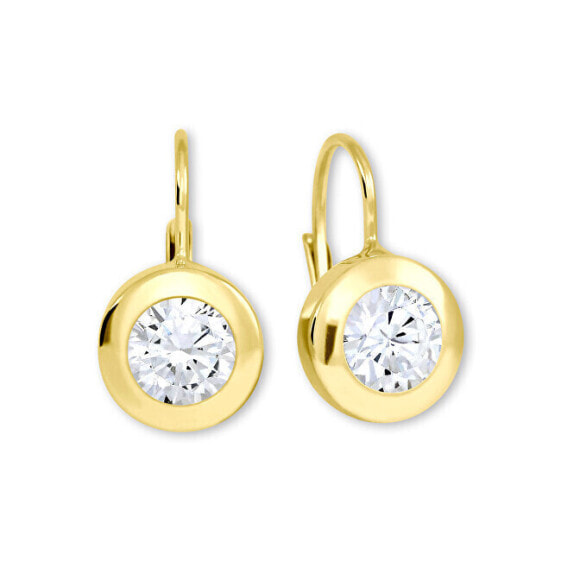 Decent earrings in yellow gold with crystals 236 001 00682