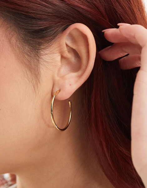 ASOS DESIGN waterproof stainless steel hoop earrings with skinny detail in gold tone