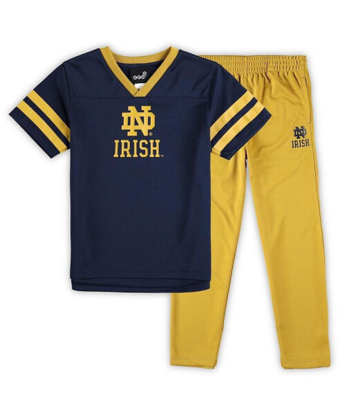 Preschool Boys and Girls Navy, Gold Notre Dame Fighting Irish Red Zone Jersey and Pants Set