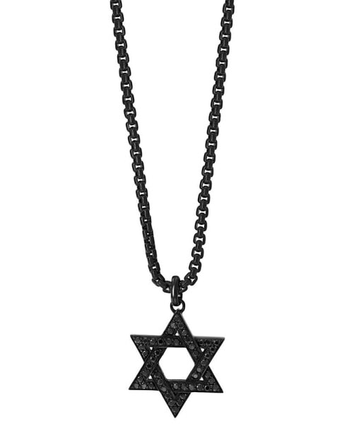 EFFY® Men's Black Spinel Star of David 24" Pendant Necklace in Black PVD Plated Sterling Silver