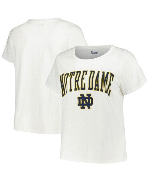 Women's White Notre Dame Fighting Irish Plus Size Arch Over Logo Scoop Neck T-shirt