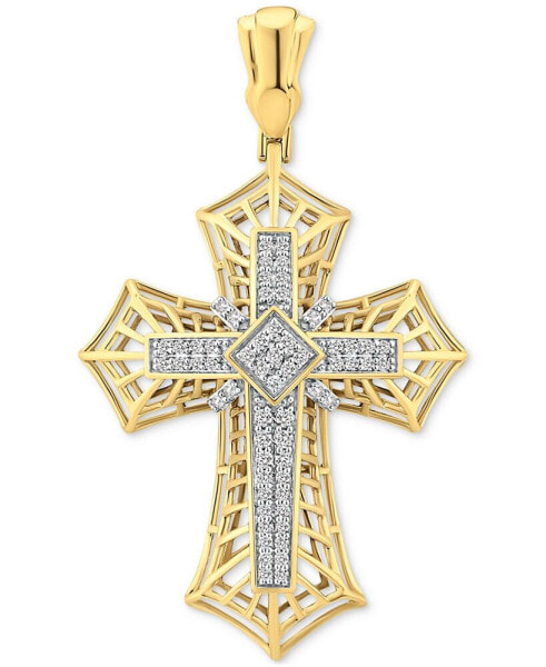 Macy's men's Diamond Cross Openwork Pendant (1 ct. t.w.) in 10k Gold