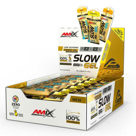 AMIX Slow 45g 40 Units Citrus Mix Energy Gels Box