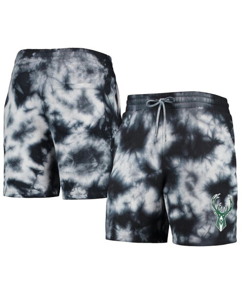 Men's Black Milwaukee Bucks Fleece Tie-Dye Shorts