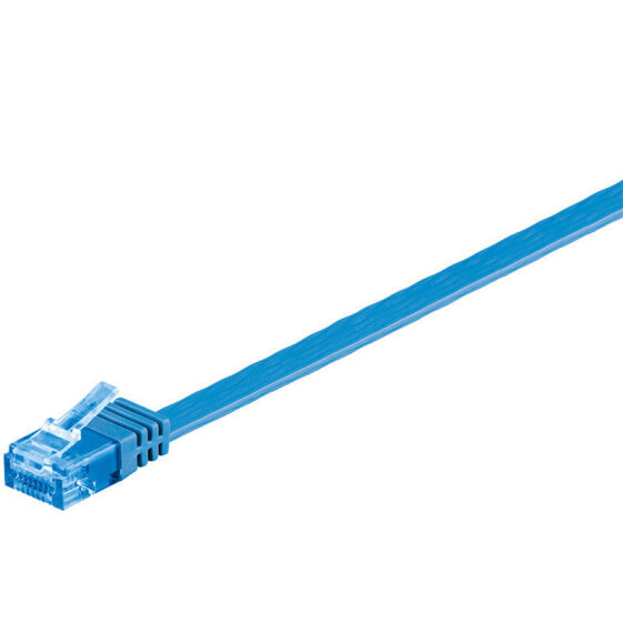 Goobay CAT 6A Flat Patch Cable U/UTP - blue - 0.5 m - Cat6a - U/UTP (UTP) - RJ-45 - RJ-45