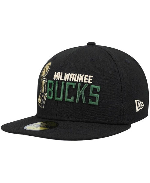 Men's Black Milwaukee Bucks Champs Trophy 59Fifty Fitted Hat