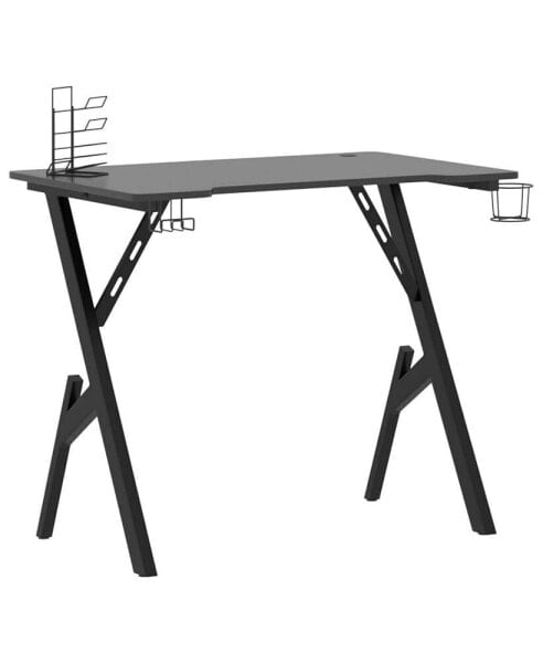 Gaming Desk with Y Shape Legs Black 35.4" x 23.6" x 29.5"