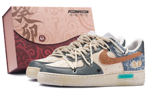 【定制球鞋】 Nike Air Force 1 Low 熊猫恶作剧 兔年限定 招财浮雕 CNY 新年礼物 低帮 板鞋 男款 蓝灰 / Кроссовки Nike Air Force CW2288-111