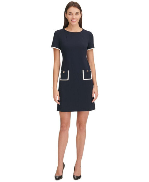 Women's Colorblocked Pocket Sheath Dress