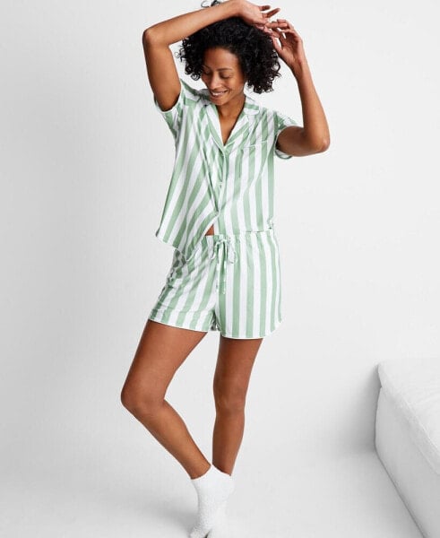 Women's 2-Pc. Short-Sleeve Notched-Collar Pajama Set XS-3X, Created for Macy's