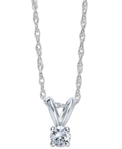 Macy's round-Cut Diamond Pendant Necklace in 10k Yellow or White Gold (1/10 ct. t.w.)