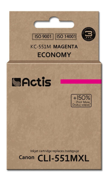 Actis KC-551M ink (replacement for Canon CLI-551M; Standard; 12 ml; magenta (with chip) - Standard Yield - Dye-based ink - 12 ml - 320 pages - 1 pc(s) - Single pack