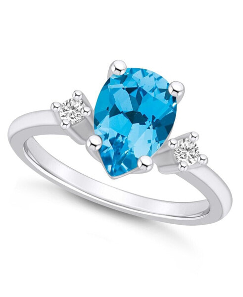 Кольцо Macy's Blue Topaz & Diamond 14K White Gold.