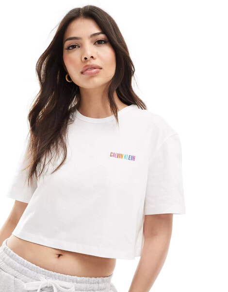 Calvin Klein intense power pride cotton crewneck t-shirt in white