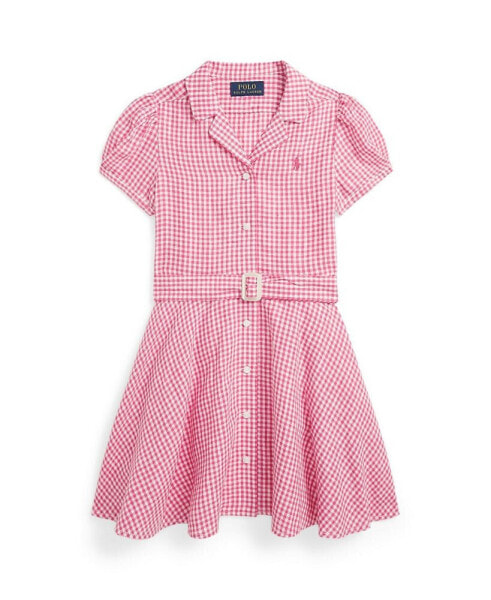 Платье для малышей Polo Ralph Lauren клетчатое с поясом из льна