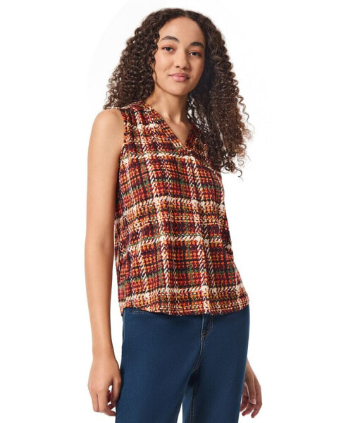 Women's Printed Pleat-Front Moss Crepe Top