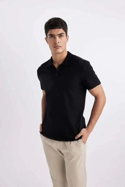 Slim Fit Polo Yaka Basic Kısa Kollu Pamuklu Tişört