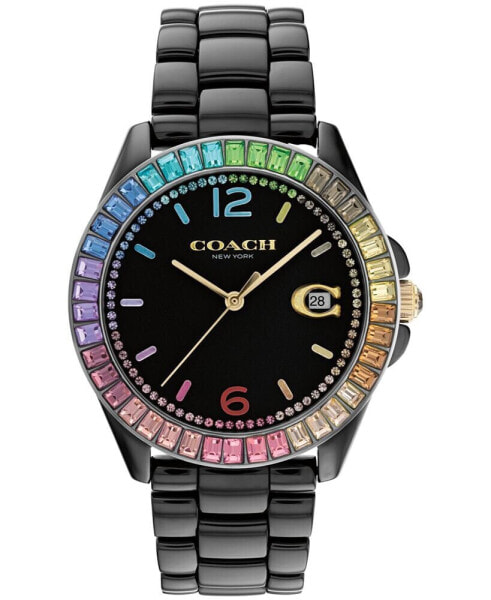 Women's Greyson Rainbow Black Ceramic Bracelet Watch, 36mm