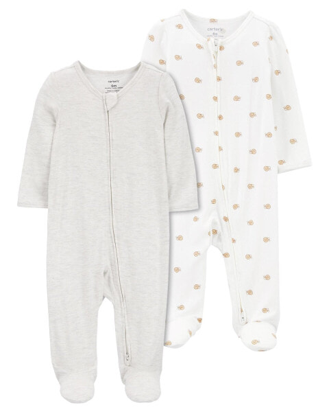 Baby 2-Pack Zip-Up PurelySoft Sleep & Play Pajamas NB