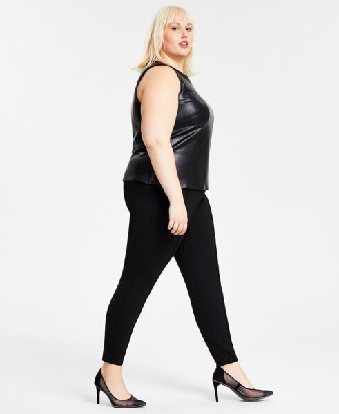 Plus Size High-Rise Ponté-Knit Leggings, Created for Macy's