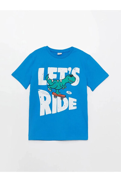 LCW Kids Bisiklet Yaka Baskılı Kısa Kollu Erkek Çocuk Tişört