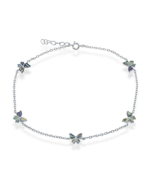 Sterling Silver Abalone Butterfly Anklet