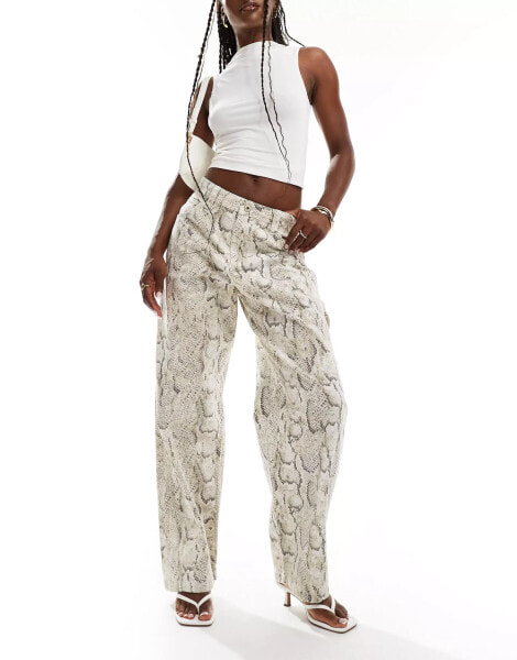 Bershka carpenter trousers in snakeskin print