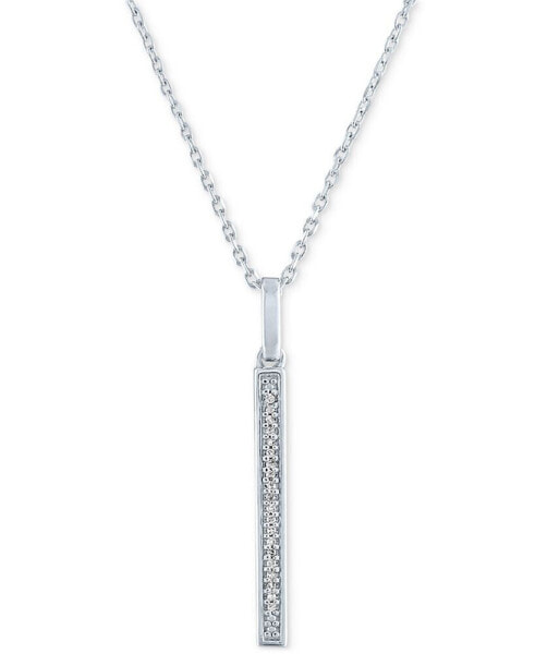 Macy's diamond Accent Vertical Bar Pendant Necklace in Sterling Silver, 16" + 2" extender
