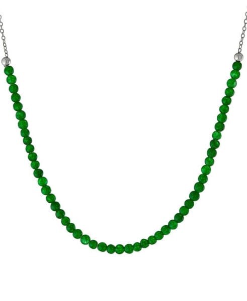 Giani Bernini green Agate Beaded Collar Necklace in Sterling Silver, 16" + 2" extender, (Also in Rose Quartz, Jasper, & Red Jasper), Created for Macy's