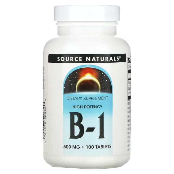 Витамин B-1 высокой мощности, 500 мг, 100 таблеток Source Naturals